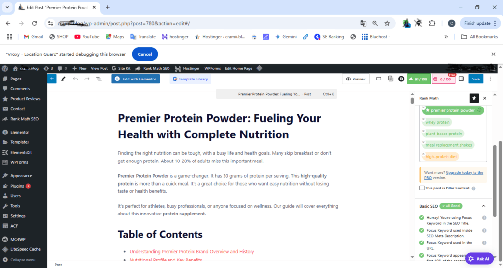 Screenshot of the WordPress post editing interface.