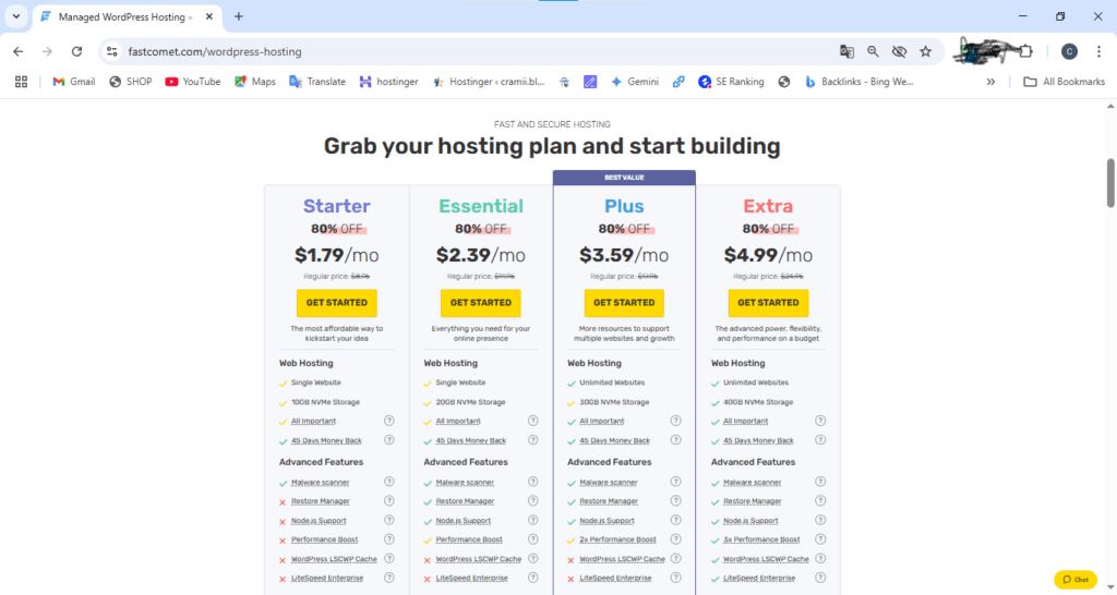 Grab your hosting plan and start building